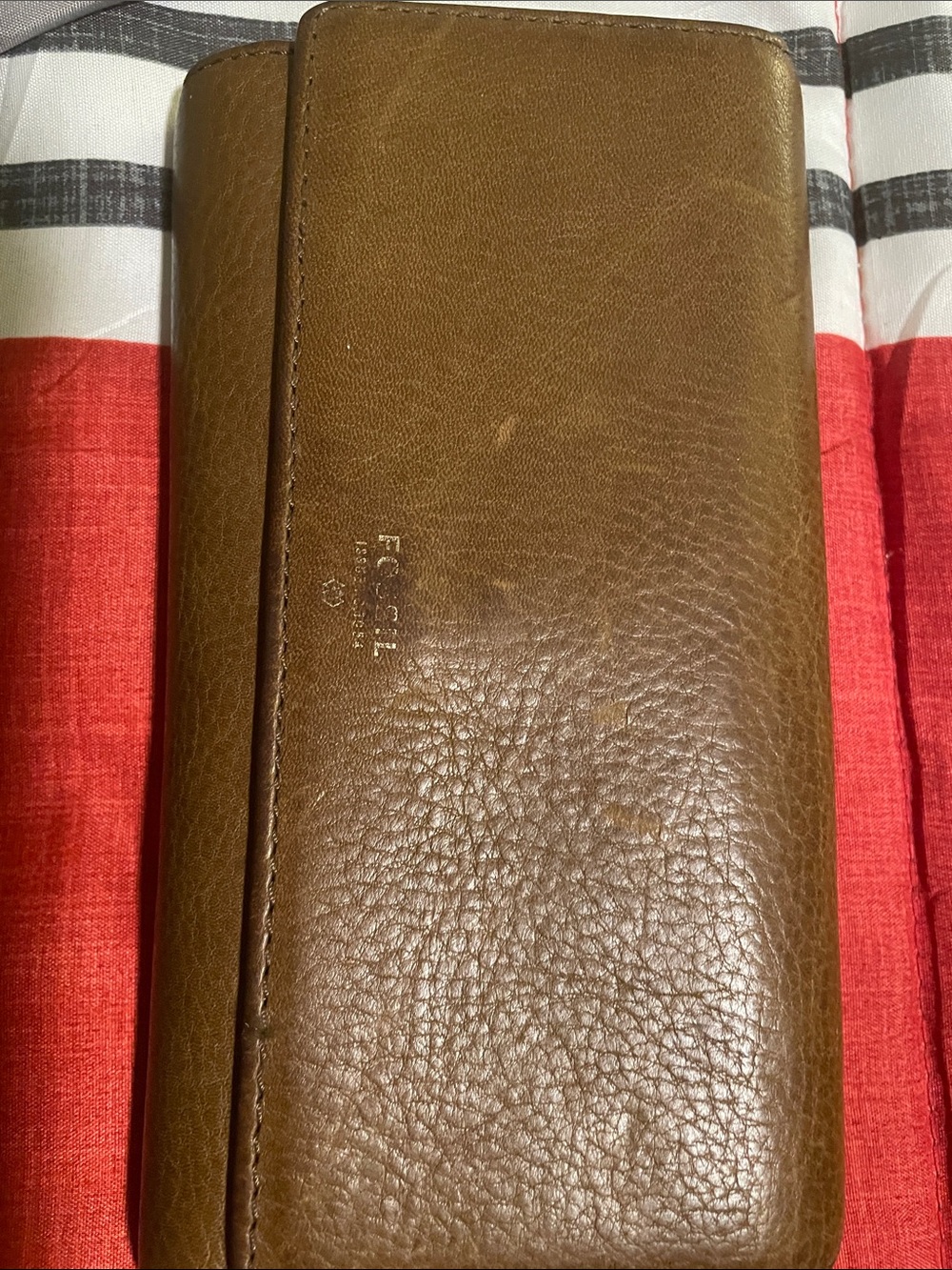 EUC “Fossil Logan” Brown & Multi-color Genuine Leather Clutch Wallet w/Snap Flap - Picture 17 of 17